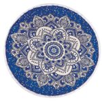 ΠΕΤΣΕΤΑ ΠΑΡΑΛΙΑΣ ΜΠΛΕ MANDALA ΒΑΜΒΑΚΕΡΗ ΣΤΡΟΓΓΥΛΗ FOUTA Φ180cm