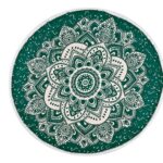 ΠΕΤΣΕΤΑ ΠΑΡΑΛΙΑΣ ΠΡΑΣΙΝΗ MANDALA ΒΑΜΒΑΚΕΡΗ ΣΤΡΟΓΓΥΛΗ FOUTA Φ180cm
