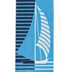 ΠΕΤΣΕΤΑ ΠΑΡΑΛΙΑΣ ΤΡΙΧΡΩΜΗ ΒΑΜΒΑΚΕΡΗ FOUTA ΜΕ ΚΑΡΑΒΙ 90X180cm