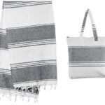 ΣΕΤ ΤΣΑΝΤΑ ΠΑΡΑΛΙΑΣ & ΠΕΤΣΕΤΑ ΒΑΜΒΑΚΕΡΗ FOUTA ΓΚΡΙ ΡΙΓΕ 90X180cm 40X40cm