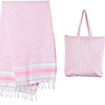ΣΕΤ ΤΣΑΝΤΑ ΠΑΡΑΛΙΑΣ & ΠΕΤΣΕΤΑ ΒΑΜΒΑΚΕΡΗ FOUTA ΡΟΖ ΡΙΓΕ 90X180cm 40X40cm