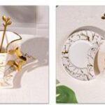Κούπα με πιατάκι και κουταλάκι, Elegant Φεγγάρι με χρυσές λεπτομέρειες