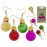 Σκουλαρίκια, μενταγιόν X-Mas, 1,8 cm, σετ 2 τμχ ανά καρτέλα κεφαλίδας, 4 χρώματα σε ποικιλία.