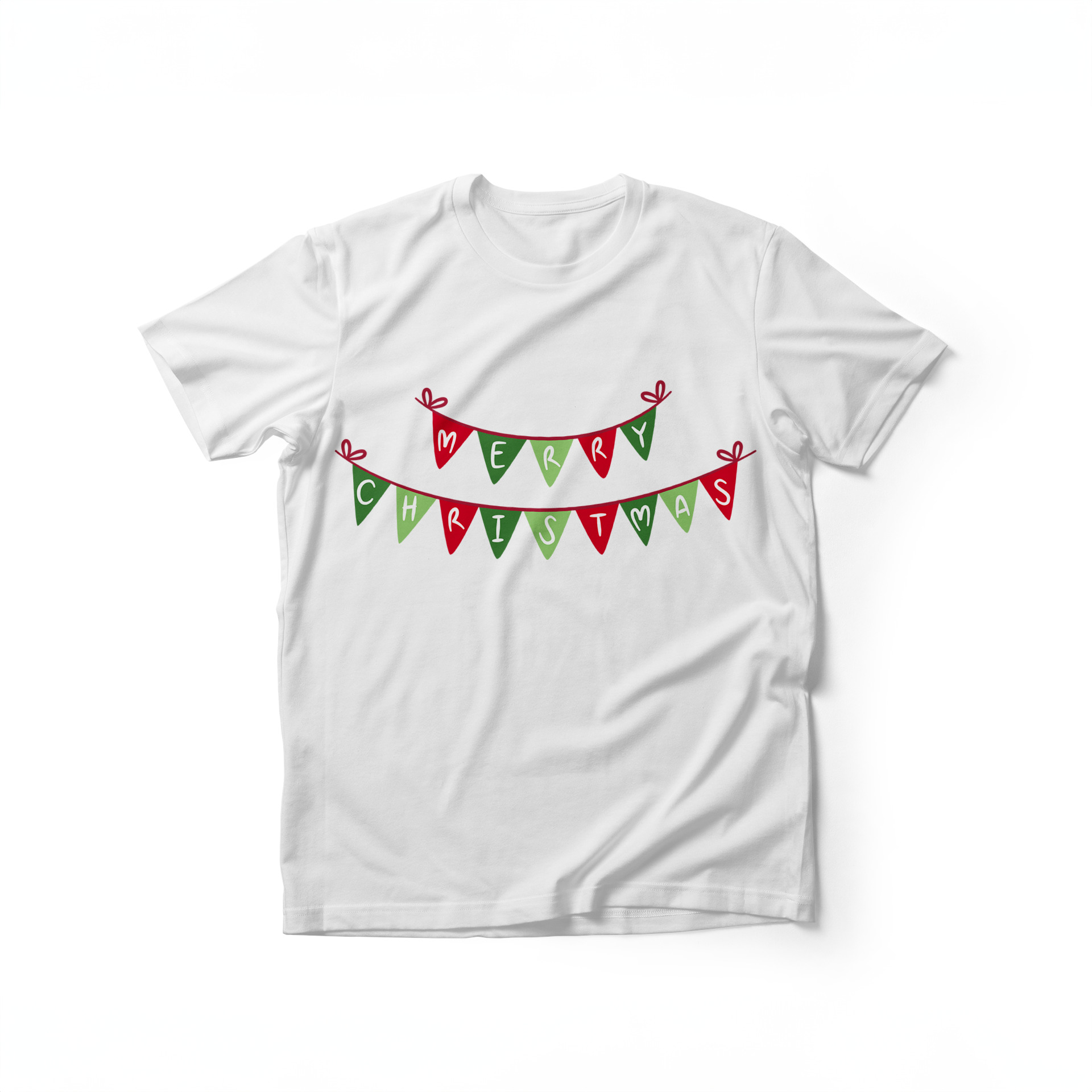 100000036952 T-Shirt “Merry Christmas” σε Κορδέλα, 100% Βαμβάκι, Μεγέθη: S-M-L-XL - Image 1
