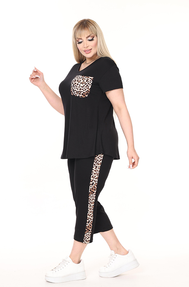 1202leo Γυναικείο Σετ Κάπρι Plus Size Leopard - Image 1
