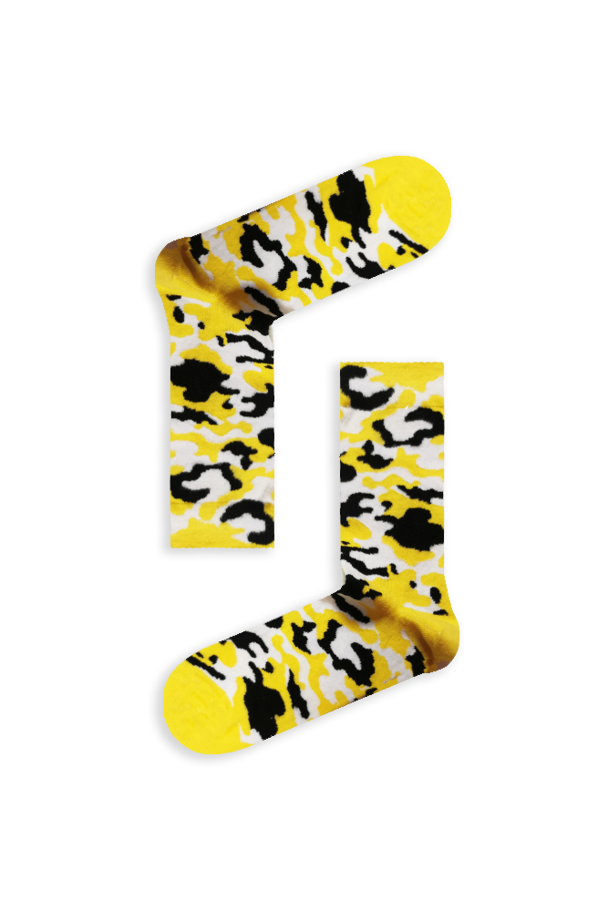 1bros-camoufl23 Κάλτσα Unisex με Σχέδιο Yellow Camouflage - Image 1