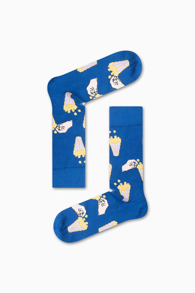 294 Καλτσα Unisex με Σχέδιο Blue Pop Corn - Image 1