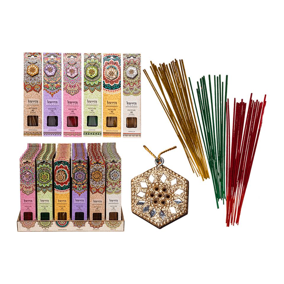 4029811420285 Αρωματικά sticks, Karma, με διακοσμητική θήκη, 6 σχέδια, 40 τεμ./σετ,72/display 2,4 x 6,4 x 29,8 εκ. - Image 1