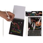 Scratch sheet με ξύστρα, scratch paper, Πολύχρωμο, 14,5 x 10 εκ., πλαστικό μολύβι, 10 σελίδες
