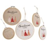 Στρογγυλή ξύλινη κορνίζα με Jute, Christmas Time, 2 x 17 x 2 cm
