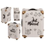 Κουμπαράς βαλίτσα τρόλεϊ, Just Married, 11 x 6,5 x 16,5 εκ., κεραμικός