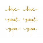 Διακοσμητικό Cupcake toppers Love, χρυσό, 13cm