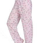 Γυναικείο Βαμβακερό Παντελόνι Πυτζάμα White Pink Dots