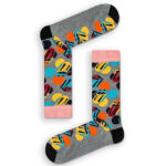 Κάλτσα Unisex με Σχέδιο Grey Colorful Tongues