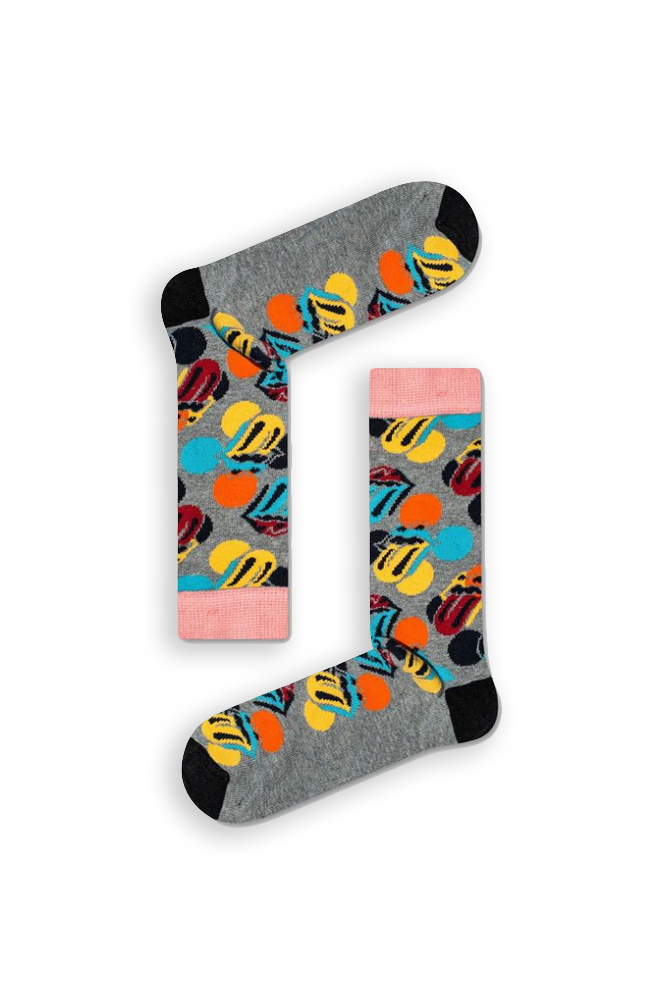 grey-colorful-tongues Κάλτσα Unisex με Σχέδιο Grey Colorful Tongues - Image 1