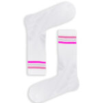 Κάλτσα Unisex με Σχέδιο White Pink Stripes