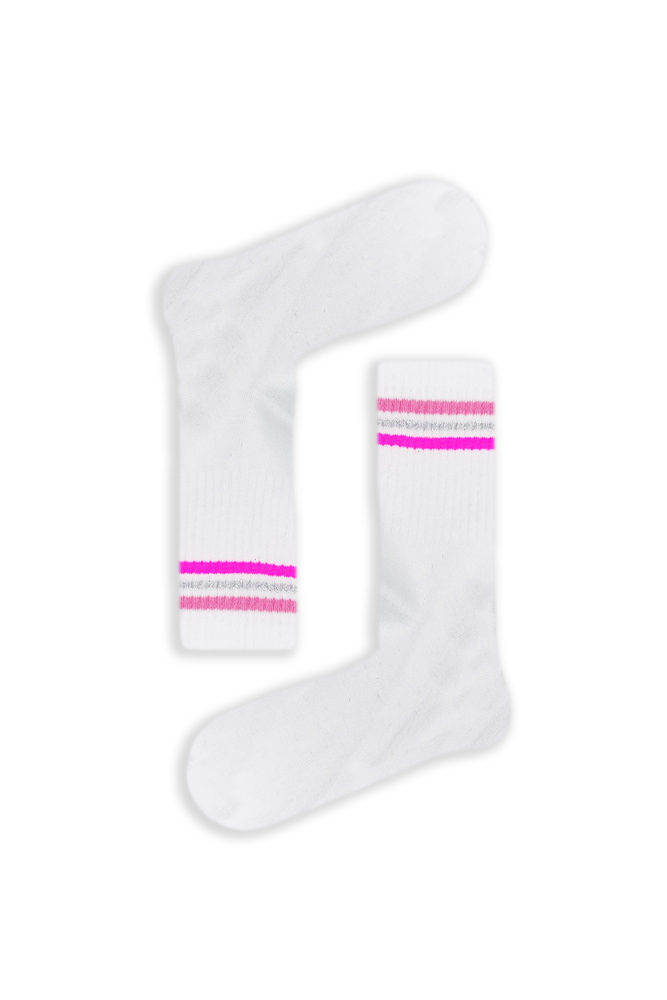 white-pink-stripes Κάλτσα Unisex με Σχέδιο White Pink Stripes - Image 1