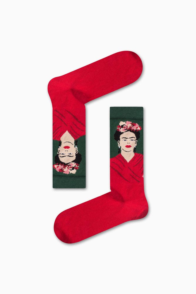 0-147-1 Κάλτσα Unisex με Σχέδιο Red Frida Kahlo - Image 1