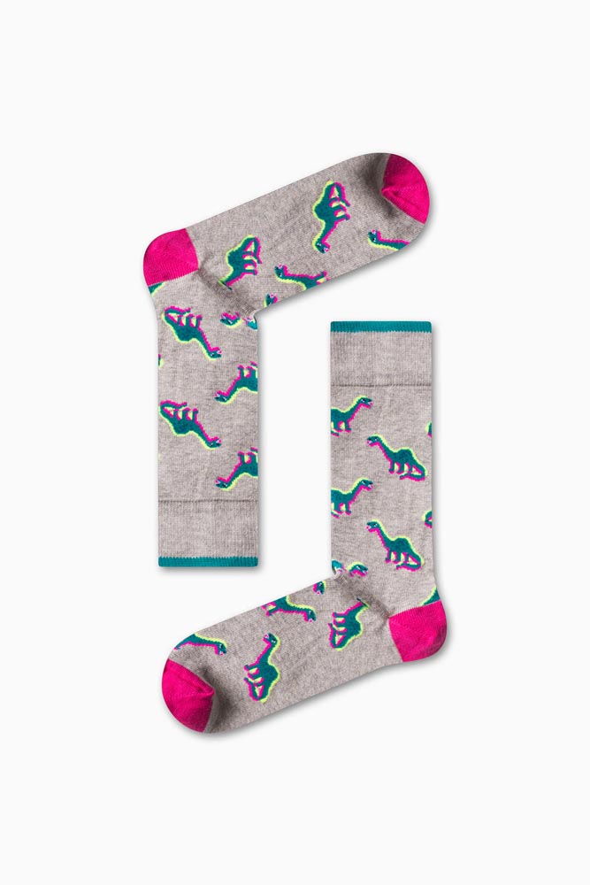 122-1 Καλτσα Unisex με Σχέδιο Green Dinosaur - Image 1