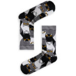 Κάλτσα Unisex με Σχέδιο White Black Cat