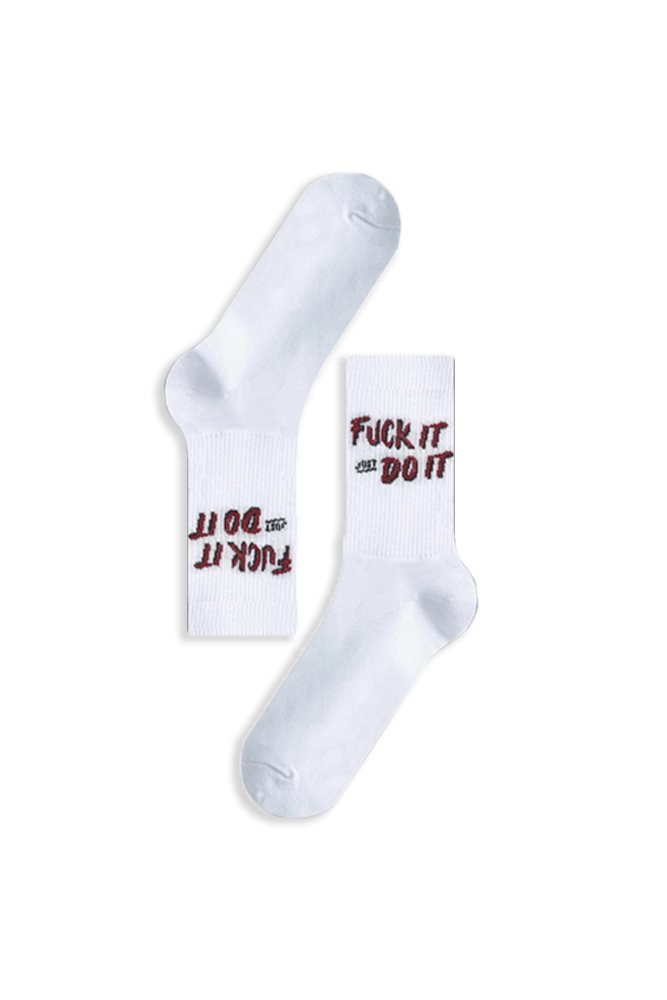 1fuck-it Κάλτσα Unisex με Σχέδιο Just Do It White - Image 1