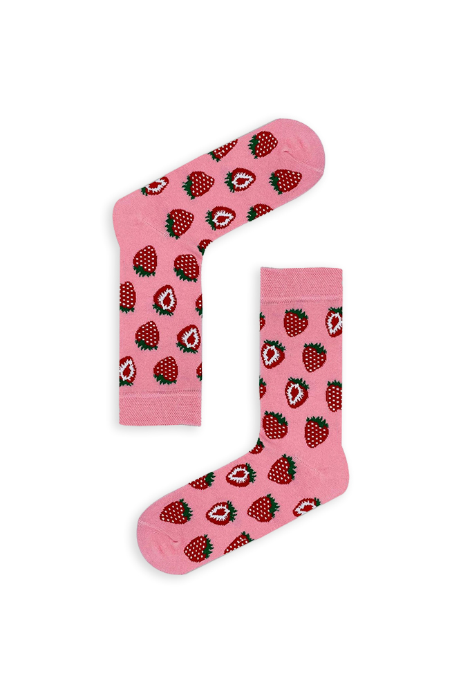 1pink-strawberry Κάλτσα Unisex με Σχέδιο Strawberry red - Image 1