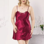Plus Size Σατέν Νεγκλιζέ Bordeaux