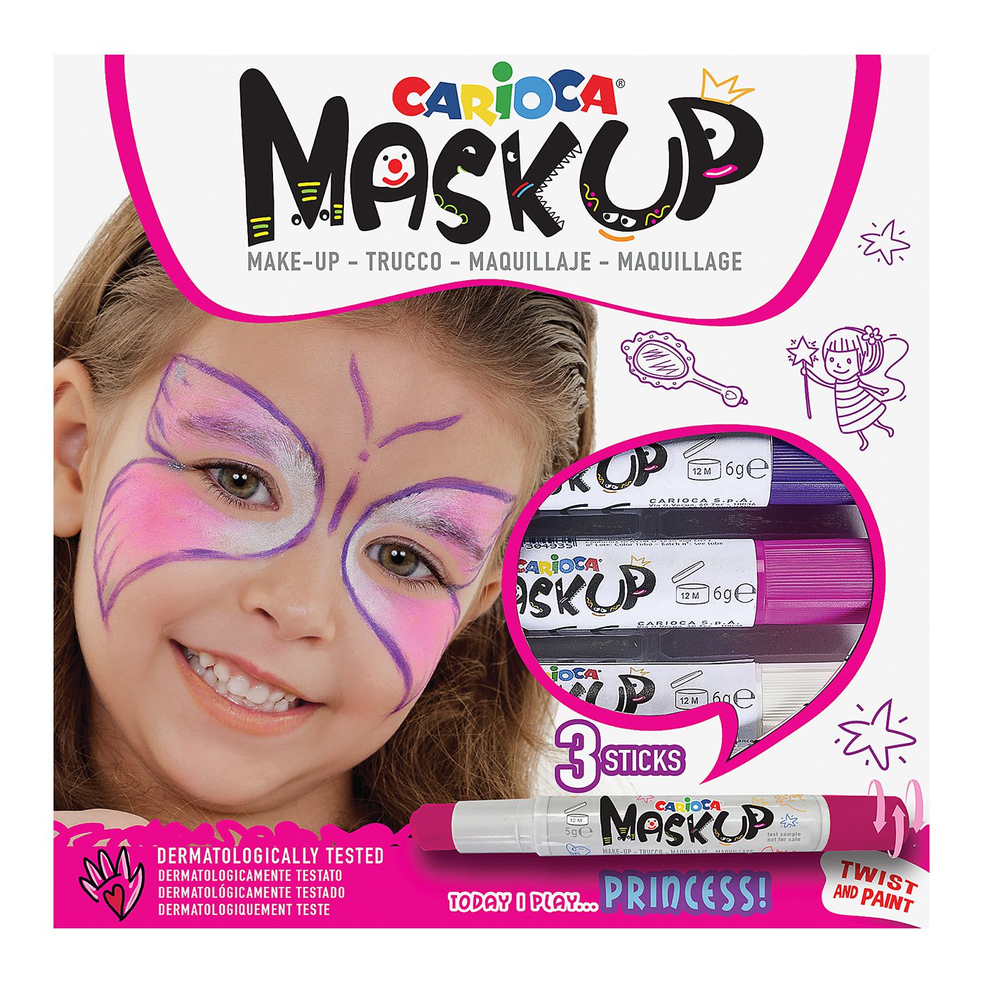 3-2168 Βαφές Προσώπου 3τεμ Carioca Maskup (Μωβ-Ροζ-Λευκό) Carioca 43049 - Image 1