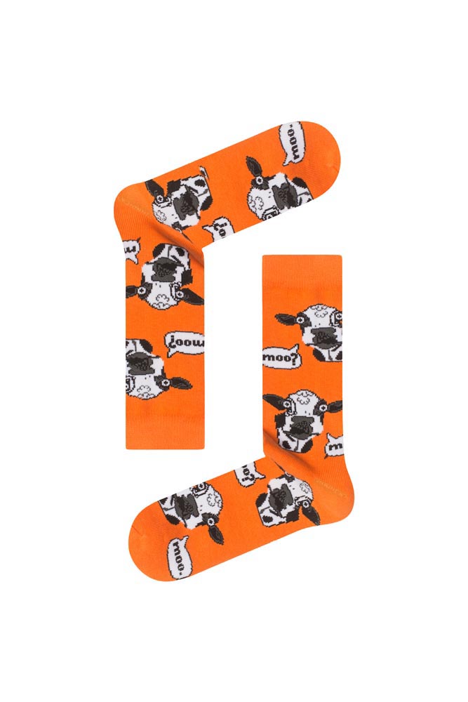 321 Κάλτσα Unisex με Σχέδιο Orange MOO? - Image 1