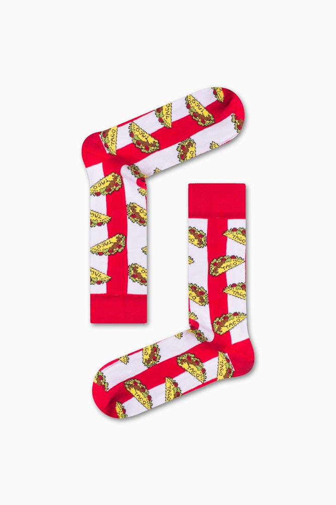 41-1 Καλτσα Unisex με Σχέδιο Red White Tacos - Image 1