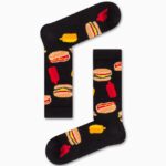 Καλτσα Unisex με Σχέδιο Black Burger & Hot Dog