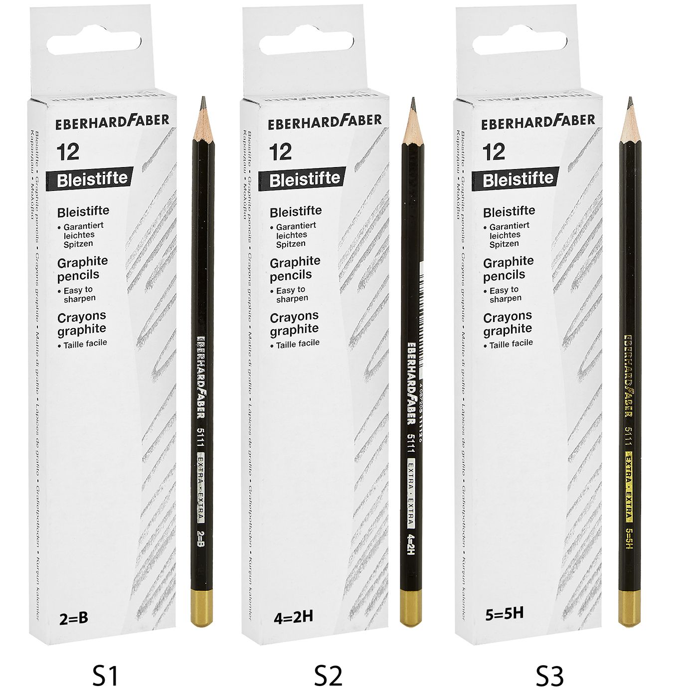 60-637 Μολύβι Μαύρο Extra Νο2=β, No4=2h, Νο5=5h πακ=12τεμ Faber 511101, 511112, 511115 - Image 1