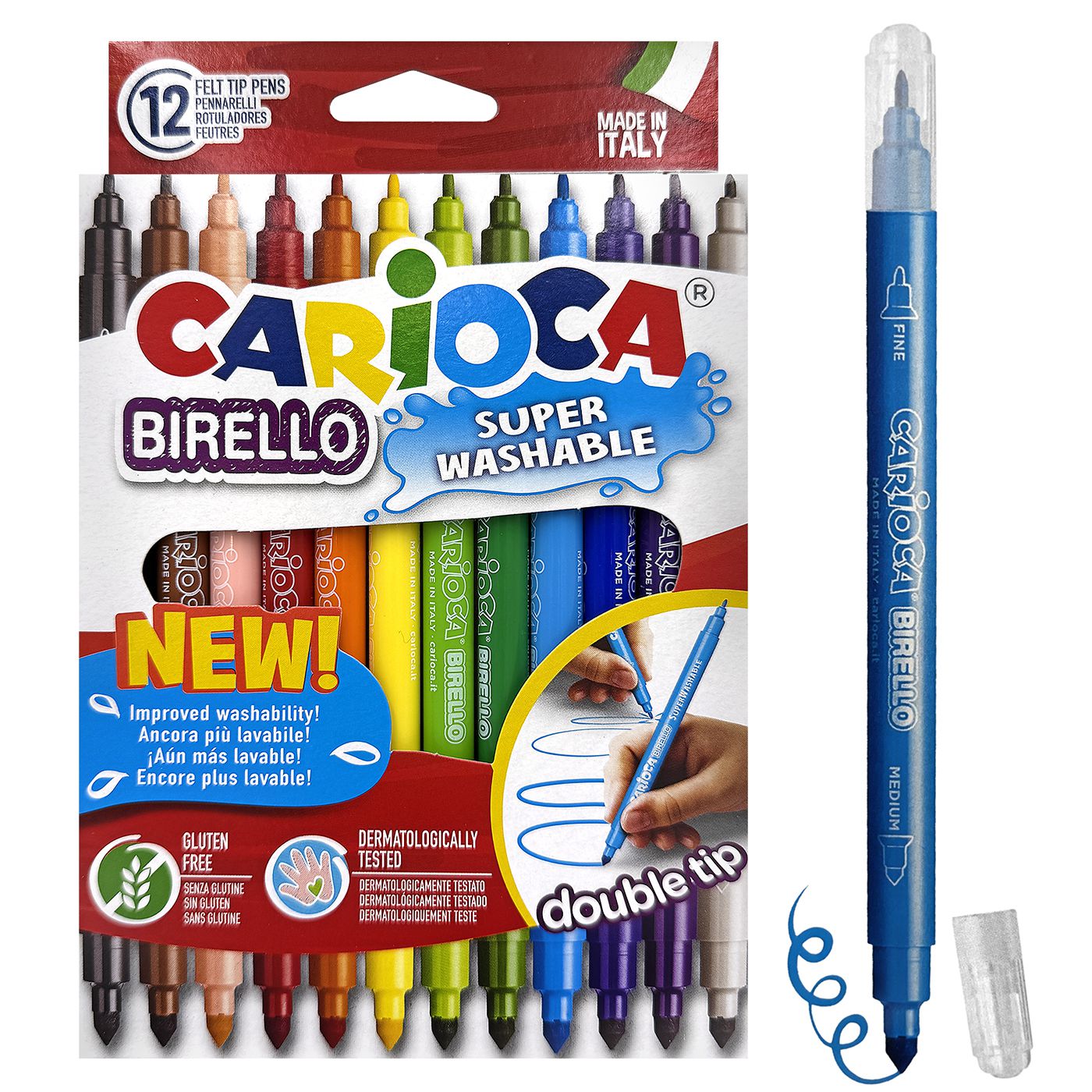 60-676 Μαρκαδόροι Διπλοί Carioca Birello 2,6 & 4,7mm σετ=12 Χρώματα Carioca 41457 - Image 1