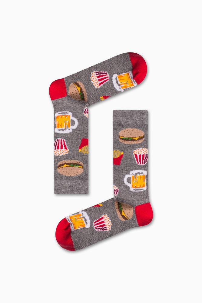 68-1 Καλτσα Unisex με Σχέδιο Grey Burger Beer - Image 1