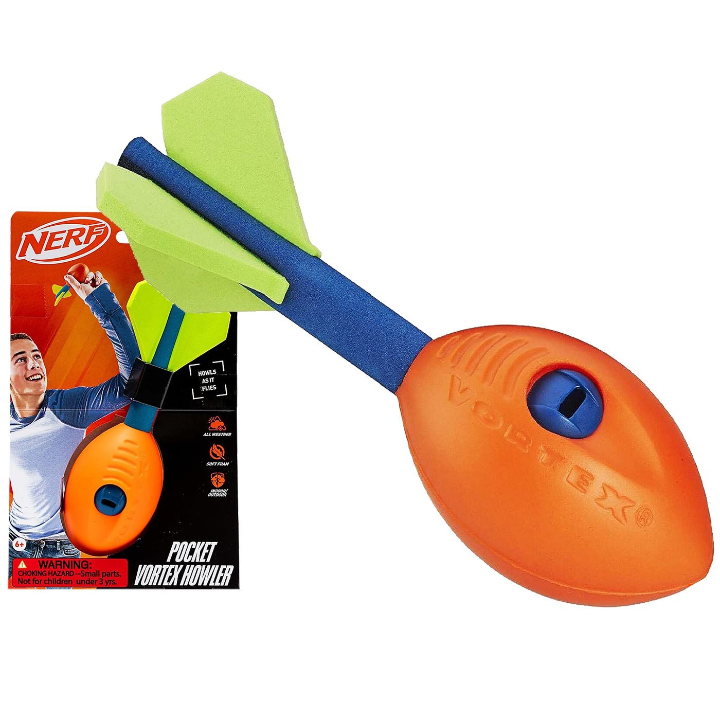 71-3487 Nerf Sports Μπάλα Πύραυλος Pocket Vortex Howler 17x ø5,5cm ToyMarkt 913507 - Image 1