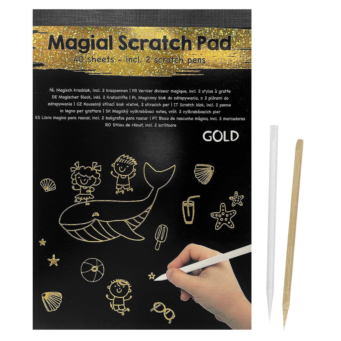 84-351 Magic Scratch Μπλόκ 40 Μαύρες Σελίδες & 2 Μολύβια 21x14,5cm JustNote 104371 - Image 1