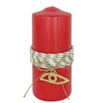 Κερί Κόκκινο Κορμός Μάτι Κορδόνι 12x5cm Xmasfest 1131651