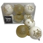 Μπάλες 4 Λευκές & 2 Χρυσές φ7 ø7cm Xmasfest 1132780