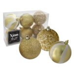 Μπάλες 3 Χρυσά Σχέδια πακ=6τεμ φ8 ø8cm Xmasfest 1132841