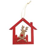 Τάρανδος σε Σπιτάκι Στολίδι Κρεμαστό 10x9cm Xmasfest 1133275