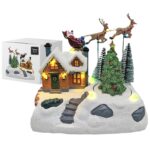 Χωριό Xmas Ιπτάμενοι Τάρανδοι - Έλκηθρο 18x18x11cm Xmasfest 1133482