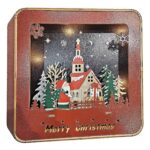 Τηλεόραση Ξύλινη με Άγιο και 5led 20x20x4,5cm Xmasfest 1133542