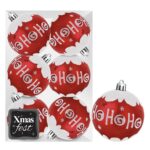Μπάλες Ντεκόρ Κόκκινες ho ho ho πακ=6τεμ φ8 ø8cm Xmasfest 1133593
