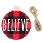 Στολίδια Ξύλινα Καρώ Ευχές σετ=3 τεμ ø7,5cm Xmasfest 1133616 - Image 2