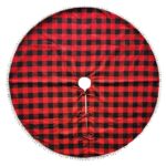 Ποδιά Δέντρου Καρώ με Pom-Pom ø106cm Xmasfest 1133620 - Image 2