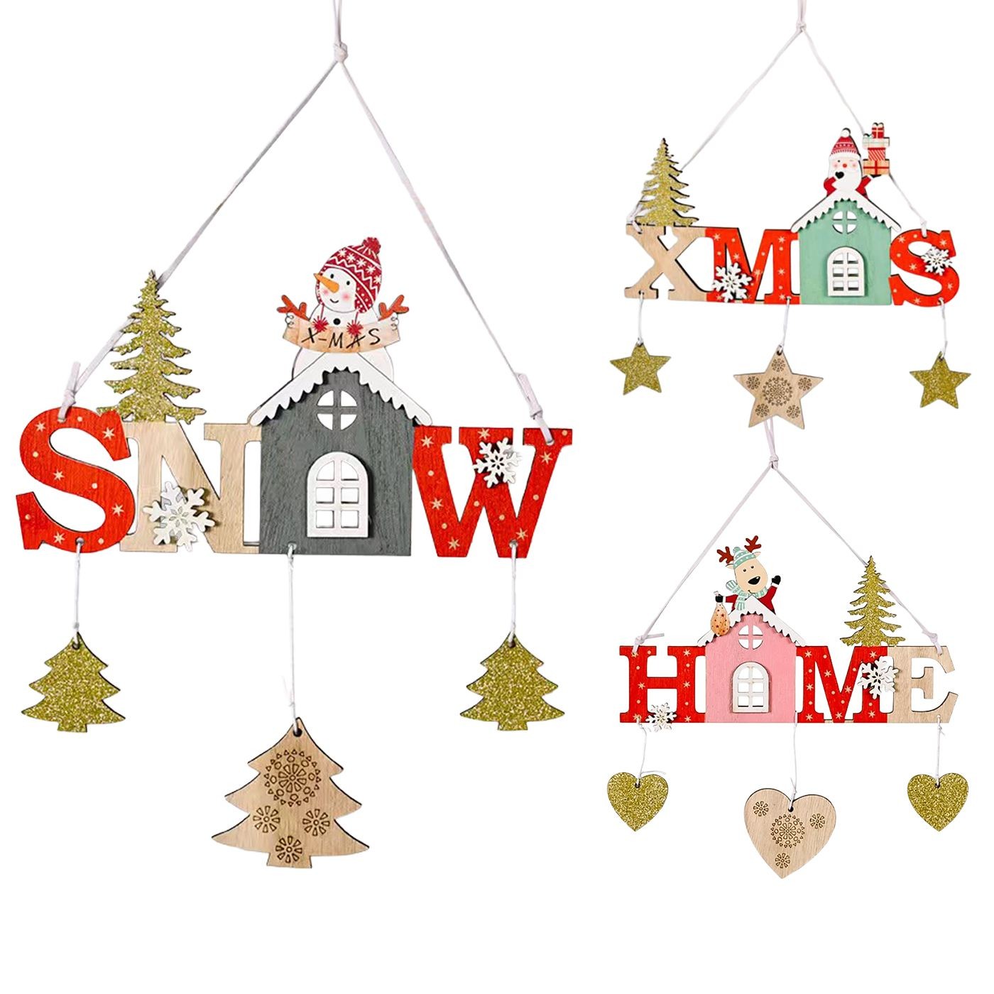 93-3948 Στολίδι Ξύλινη Παράσταση Xmas 22x13cm Xmasfest 1133968 - Image 1