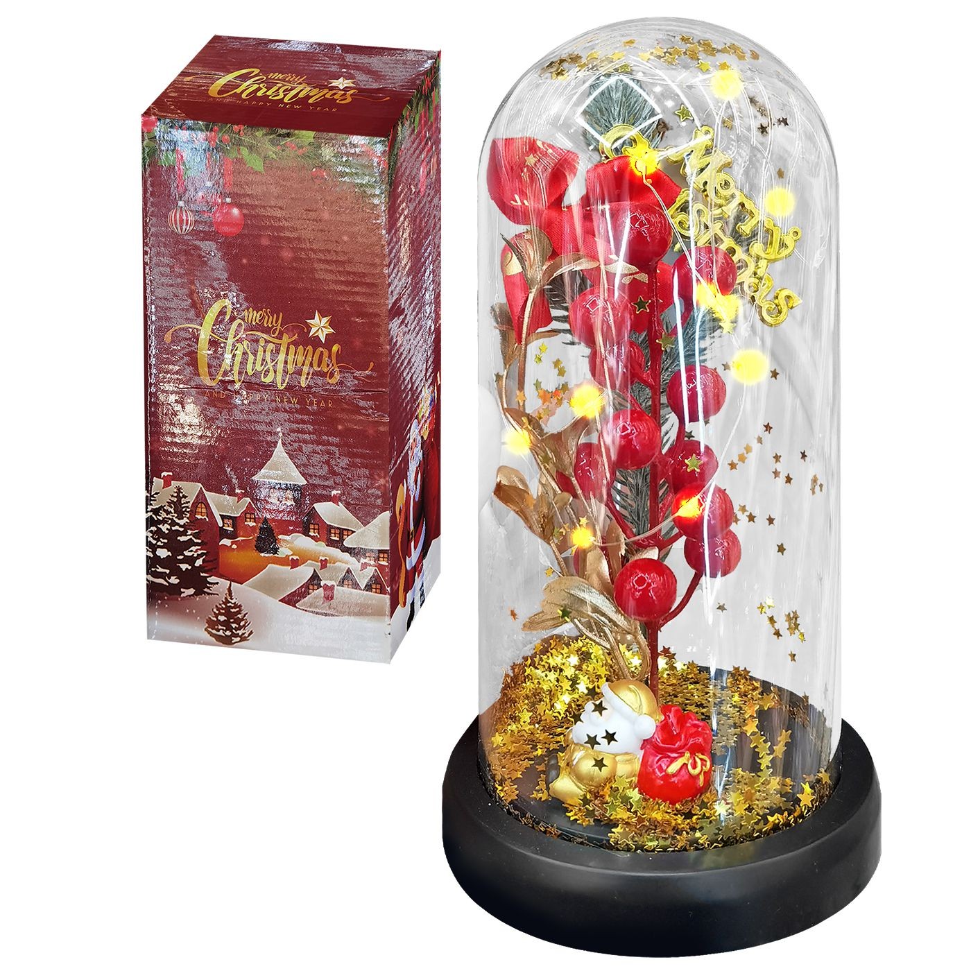 93-3951 Γυάλα με Φως, Κλαδί Γκι, Άγιο Βασίλη 22x11cm Xmasfest 1133971 - Image 1