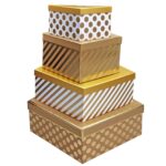 Κουτιά Χάρτινα Χρυσά Σετ=4 τεμ 24x19x14cm  28x24x15cm  34x31x16cm  38x35x18cm Xmasfest 1133993