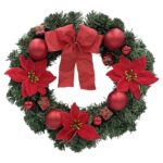 Στεφάνι Κόκκινο με Αλεξανδρινά, Μπάλες ø40cm Xmasfest 11388