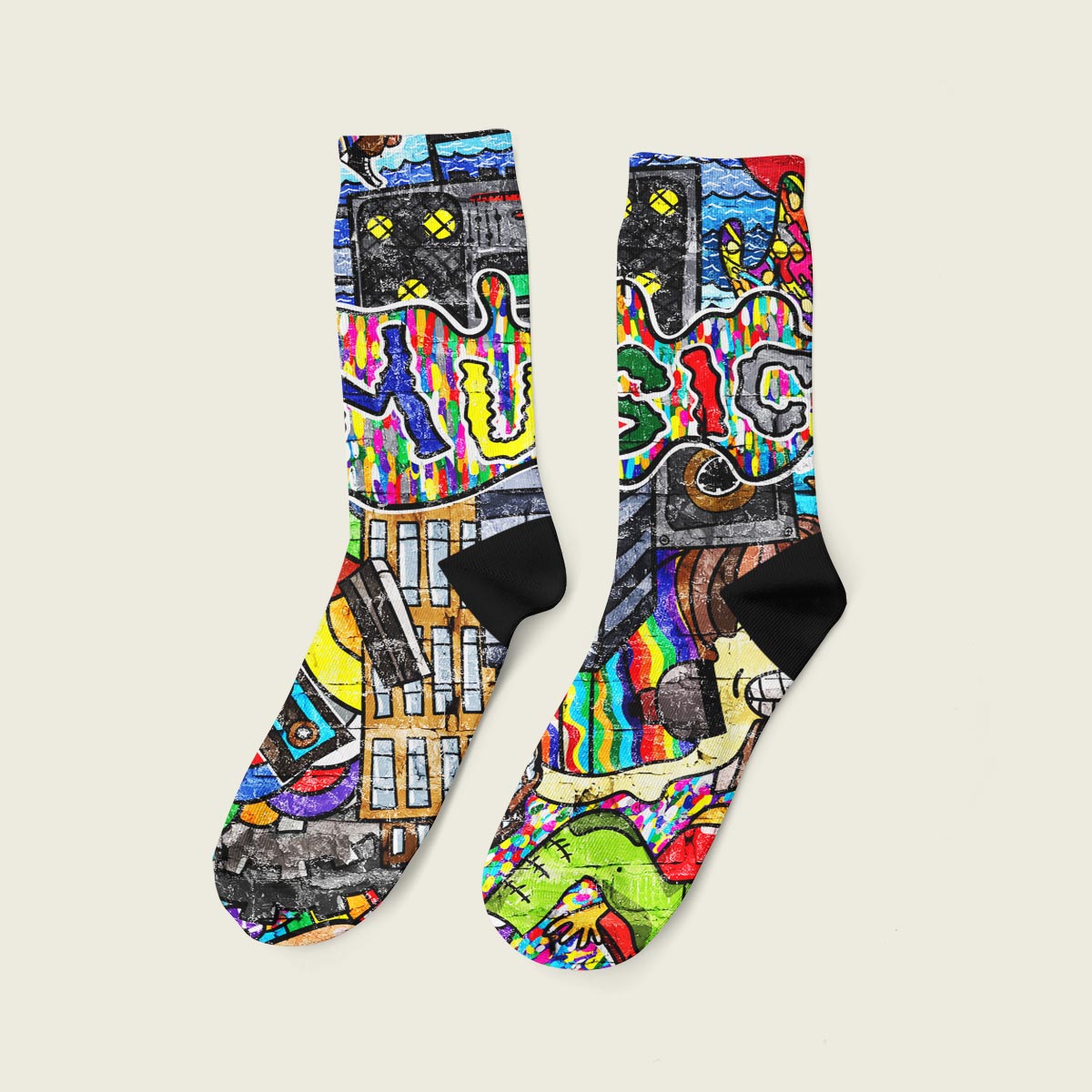 B1 Κάλτσα Unisex Digital Graffiti - Image 1